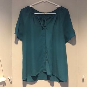 flowy teal blouse